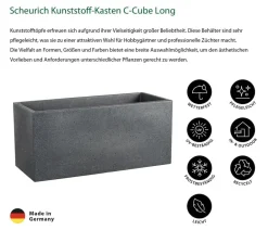 Scheurich Pflanzkübel & Blumenkästen - Kunststoff-Kasten C-Cube Long, rechteckig Schwarz