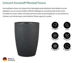 Scheurich Kunststoff-Pflanztopf Verona, rund, -granit Schwarz