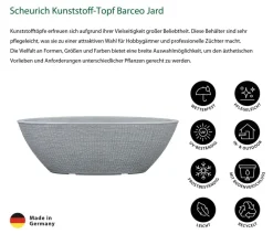 Scheurich Blumentöpfe & Übertöpfe - Kunststoff-Topf Barceo Jard, oval, ca. Ø58,6/H19,5 cm Grau