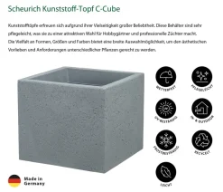 Scheurich Blumentöpfe & Übertöpfe - Kunststoff-Topf C-Cube, quadratisch Grau