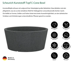 Scheurich Blumentöpfe & Übertöpfe - Kunststoff-Topf C-Cone Bowl, rund, ca. Ø38,9/H17,5 cm Schwarz