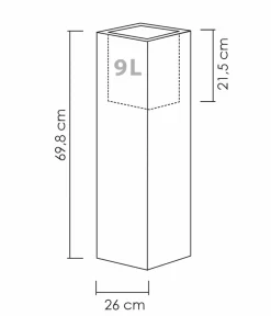 Scheurich Vasen|Blumentöpfe & Übertöpfe - Kunststoff-Topf C-Cube High, quadratisch, ca. B26/H70/T26 cm Grau