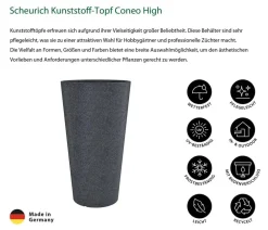 Scheurich Kunststoff-Topf Coneo High, rund Schwarz Discount