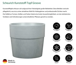 Scheurich Blumentöpfe & Übertöpfe - Kunststoff-Topf Groove+, rund, ca. Ø28,5/H26 cm Grau