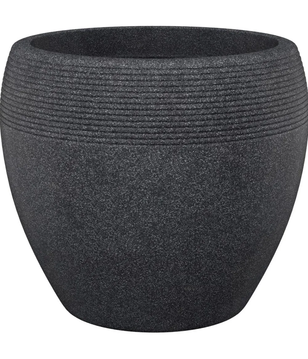 Scheurich Kunststoff-Topf Lineo, rund, -granit Schwarz Hot