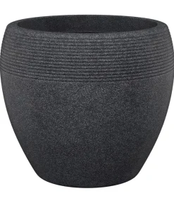 Scheurich Blumentöpfe & Übertöpfe - Kunststoff-Topf Lineo, rund, -granit Schwarz