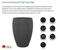 Scheurich Vasen|Blumentöpfe & Übertöpfe - Kunststoff-Topf Lineo High, rund, -granit Schwarz
