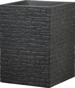 Scheurich Vasen|Blumentöpfe & Übertöpfe - Kunststoff-Topf Muretto High, quadratisch Schwarz