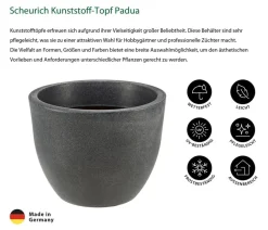 Scheurich Kunststoff-Topf Padua, rund Dunkelgrau Best