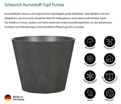 Scheurich Blumentöpfe & Übertöpfe - Kunststoff-Topf Purista+, rund Schwarz