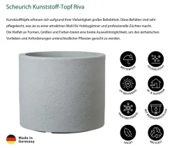 Scheurich Blumentöpfe & Übertöpfe - Kunststoff-Topf Riva, rund Grau