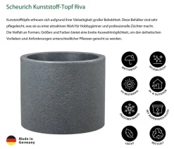 Scheurich Blumentöpfe & Übertöpfe - Kunststoff-Topf Riva, rund Grau