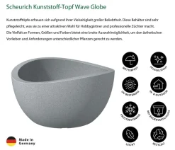Scheurich Kunststoff-Topf Wave Globe, rund, ca. Ø39,3/H21 cm Grau Sale