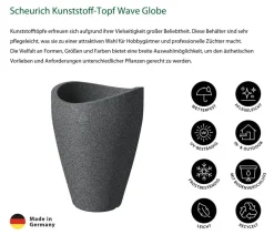 Scheurich Blumentöpfe & Übertöpfe - Kunststoff-Topf Wave Globe, rund, ca. Ø50,5/H67 cm Schwarz