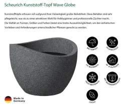 Scheurich Vasen|Blumentöpfe & Übertöpfe - Kunststoff-Topf Wave Globe, konisch Schwarz