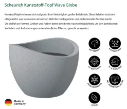 Scheurich Vasen|Blumentöpfe & Übertöpfe - Kunststoff-Topf Wave Globe, konisch Grau