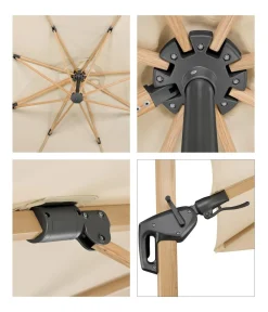 Schneider Schirme Schneider Ampelschirm Rhodos Twist Woody, quadratisch, ca. B300/T300 cm Natur Discount
