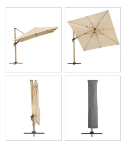 Schneider Schirme Schneider Ampelschirm Rhodos Twist Woody, quadratisch, ca. B300/T300 cm Natur Discount
