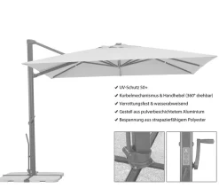Schneider Schirme Schneider Ampelschirm Rhodos Smart, quadratisch, ca. B300/T300 cm Natur