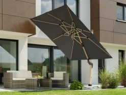 Schneider Schirme Schneider Ampelschirm Rhodos Twist Woody, Anthrazit, quadratisch, ca. B300/T300 cm Taupe Hot