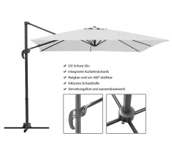 Schneider Schirme Schneider Classics Ampelschirm Rhodos Junior, quadratisch, ca. B270/T270 cm Anthrazit New