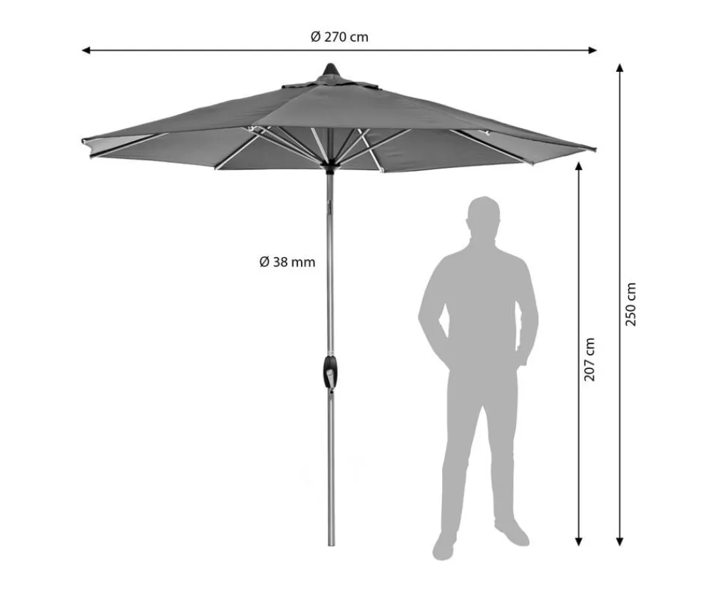 Schneider Schirme Sonnenschirme - Schneider Classics Sonnenschirm Venedig, rund, ca. Ø270 cm Dunkelgrau