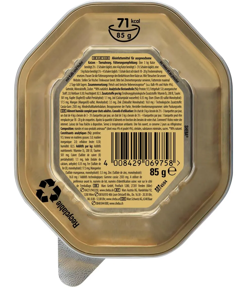 Sheba® Nassfutter Katze - Nassfutter für Katzen Classics in Pastete,