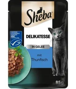 Sheba® Nassfutter Katze - Nassfutter für Katzen Delikatesse in Gelee, Thunfisch, 28 x 85 g
