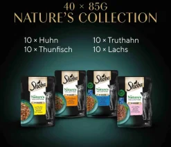 Sheba® Nassfutter Katze - Nassfutter für Katzen Nature's Collection in Sauce Multipack Adult, Feine Vielfalt, 40 x 85 g