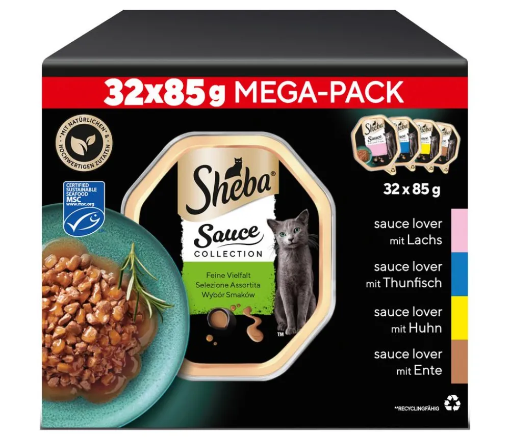 Sheba® Nassfutter für Katzen Sauce Collection Multipack Adult, Feine Vielfalt, 32 x 95 g Online