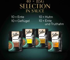 Sheba® Nassfutter Katze > Nassfutter für Katzen Selection Mini Filets in Sauce Multipack Adult, Geflügel Variation, 40 x 85 g