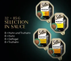Sheba® Nassfutter Katze > Nassfutter für Katzen Selection in Sauce Multipack Adult, Geflügel Variation, 32 x 85 g