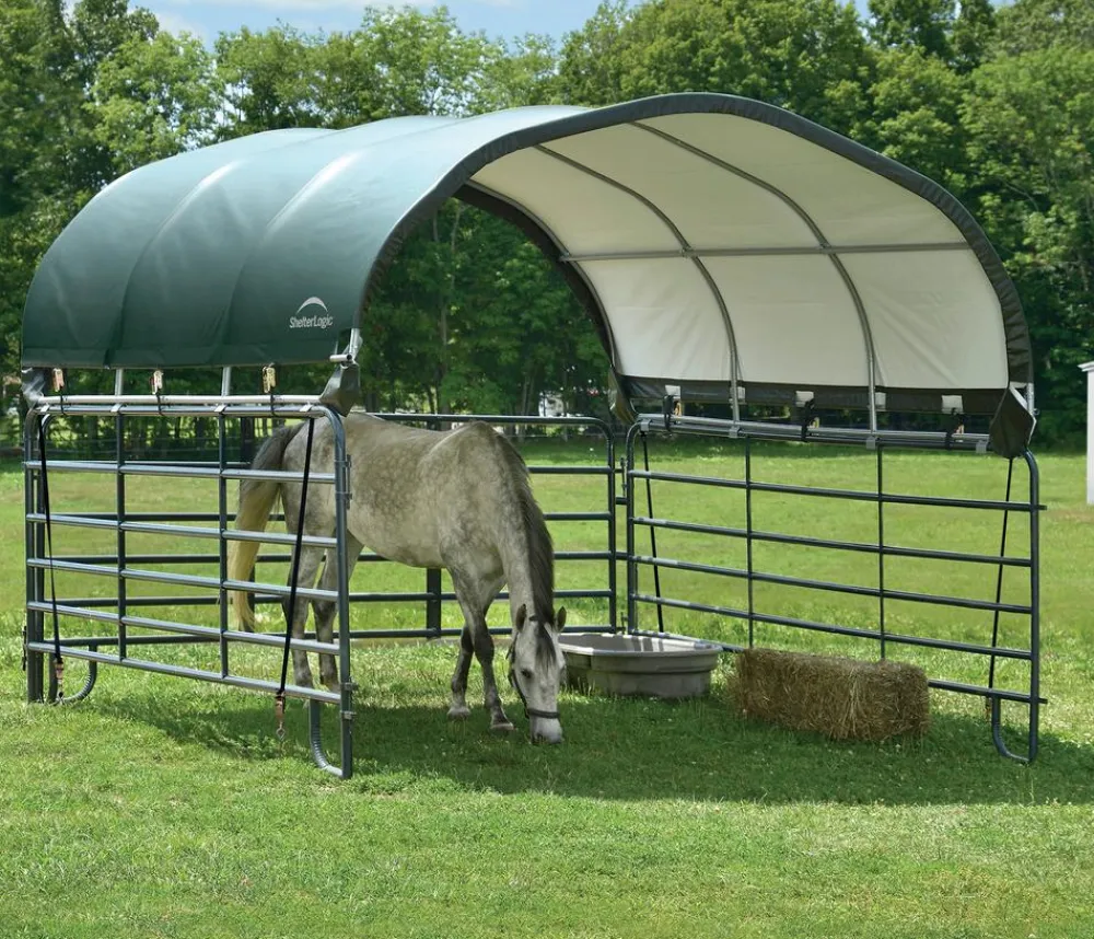 Shelter Logic Pferdestallüberdachung, ca. B370/H160/T370 cm Dunkelgrün Clearance