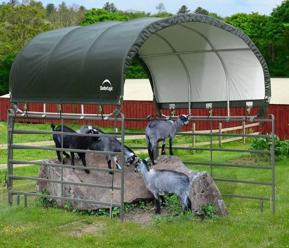 Shelter Logic Pferdestallüberdachung, ca. B370/H160/T370 cm Dunkelgrün Clearance