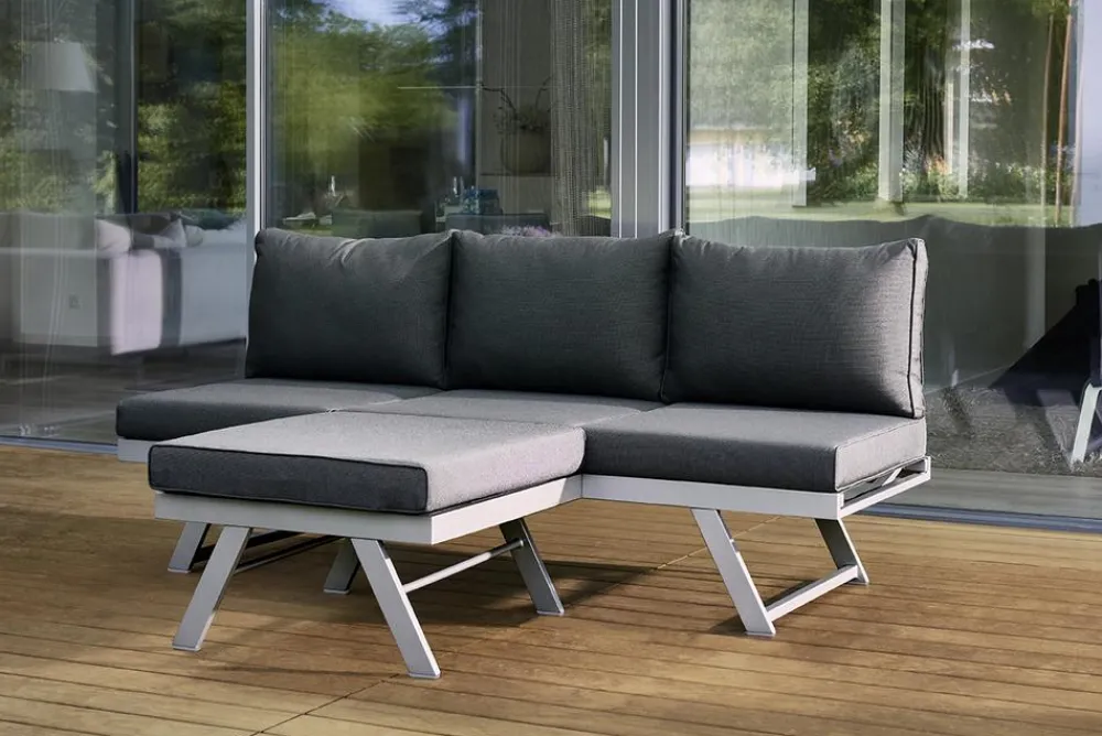 Sieger Gartenstühle Aluminium|Gartenhocker - Auckland Loungetisch/-hocker, ca. B72/H47/T72 cm Dunkelgrau