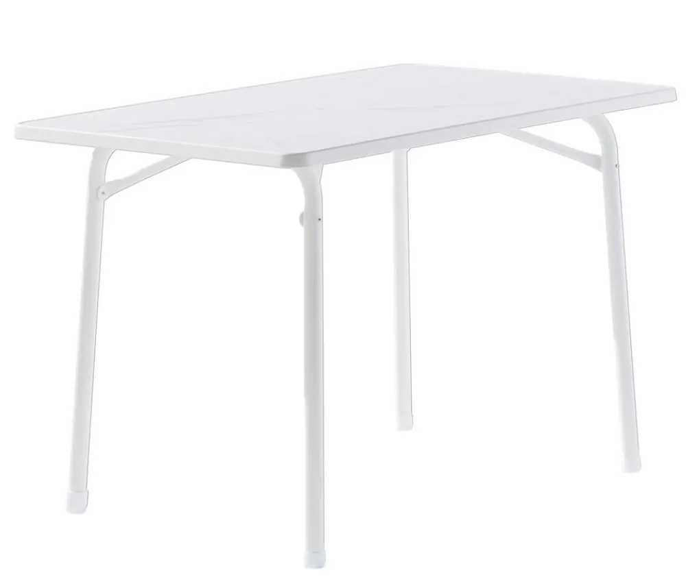 Sieger Garten-Esstische|Gartentische Metall - Garten-Klapptisch mit mecalit®-PRO-Platte, ca. B115/H72/T70 cm Weiß