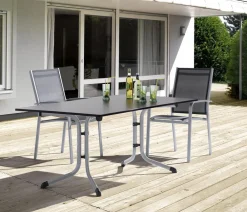 Sieger Garten-Esstische|Klapptische - Klapptisch Boulevard mit vivodur®-Platte, ca. B165/H73/T95 cm Grau