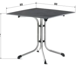 Sieger Klapptisch Boulevard mit vivodur®-Platte, ca. B80/H73/T80 cm Silber Discount