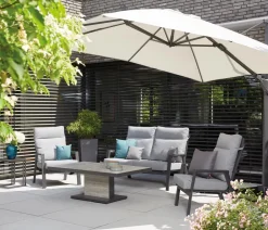 Siena Garden Sonnenschirme - Ampelschirm Sunset N+, quadratisch, ca. B300/T300 cm Creme