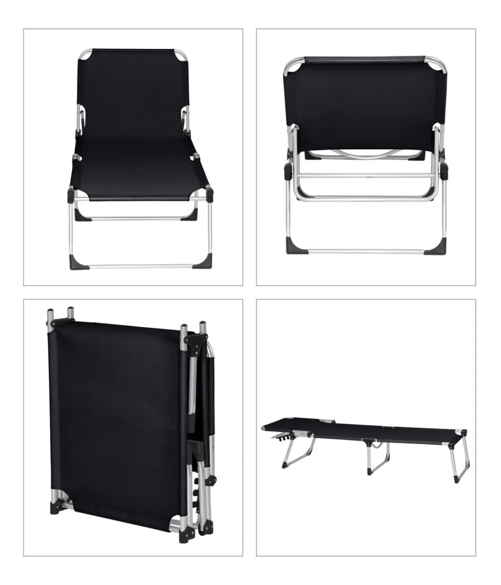 Siena Garden Dreibeinliege XXL, ca. B69,5/H86/T209 cm Schwarz Outlet
