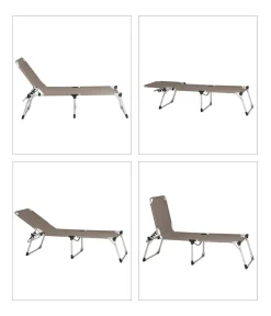 Siena Garden Klappliegen|Relaxliegen - Dreibeinliege XXL, ca. B69,5/H86/T209 cm Taupe