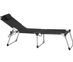 Siena Garden Klappliegen|Relaxliegen - Gartenliege Sole, ca. B69,5/H45/T212,5 cm Schwarz