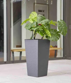Siena Garden Blumentöpfe & Übertöpfe - Kunststoff-Säule ECO Nizza, konisch, ca. B30/H57/T30 cm Grau