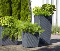 Siena Garden Blumentöpfe & Übertöpfe - Kunststoff-Säule ECO Nizza, konisch, ca. B35/H68/T35 cm Grau