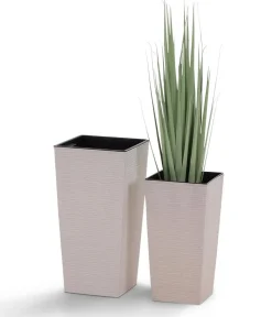 Siena Garden Kunststoff-Topf ECO Nizza, konisch, ca. B25/H46,5/T25 cm Weiß Clearance