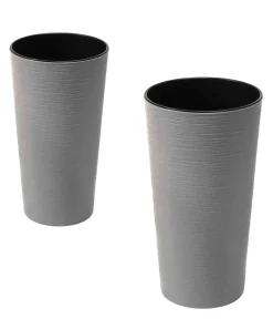Siena Garden Vasen|Blumentöpfe & Übertöpfe - Kunststoff-Topf-Set ECO Locon, konisch, ca. Ø25/H46,5 & Ø30/H57 cm, 2-teilig Grau