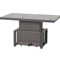 Siena Garden Gartentische Rattan|Loungetische - Lift-Tisch, ca. B130/H47-71/T75 cm Dunkelgrau