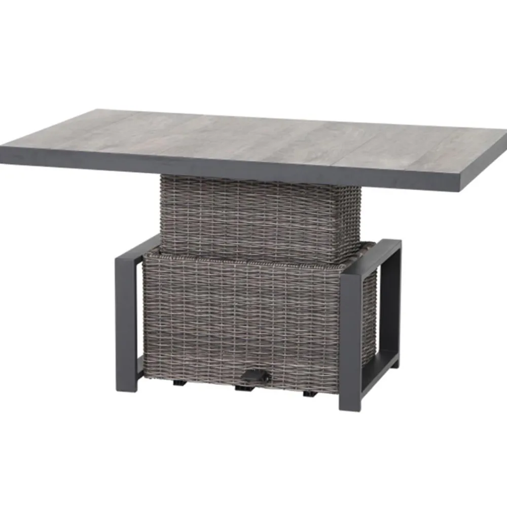 Siena Garden Gartentische Rattan|Loungetische - Lift-Tisch, ca. B130/H47-71/T75 cm Dunkelgrau