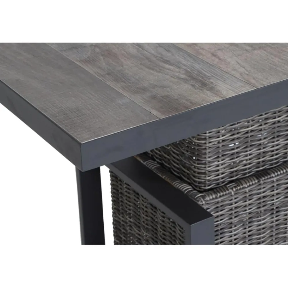 Siena Garden Gartentische Rattan|Loungetische - Lift-Tisch, ca. B130/H47-71/T75 cm Dunkelgrau