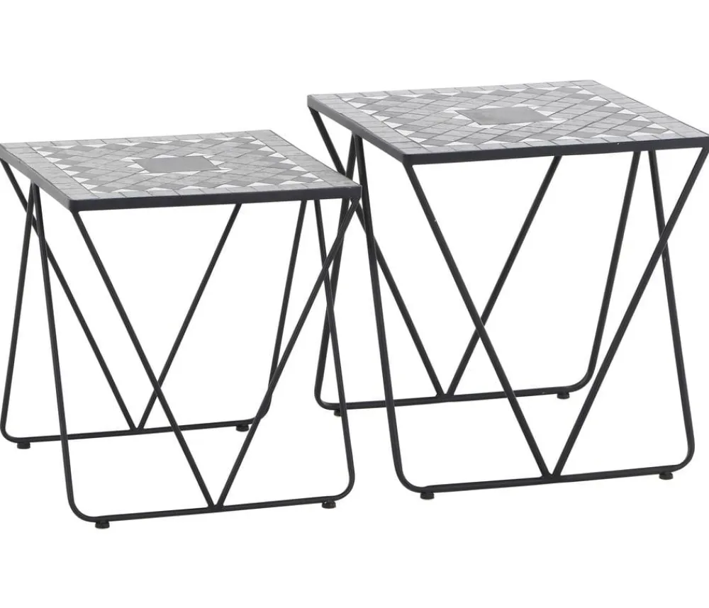 Siena Garden Beistelltische - Mosaikbeistelltisch-Set Como, 2-teilig Schwarz